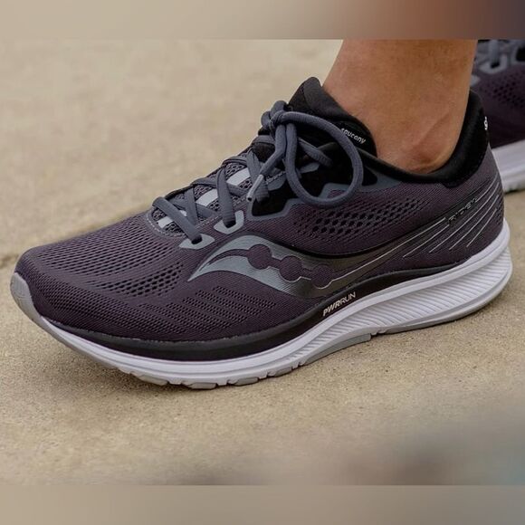 Saucony Women's Ride 14 Running Shoe, CHARCOAL/BLACK, 7.5 - Picture 1 of 7